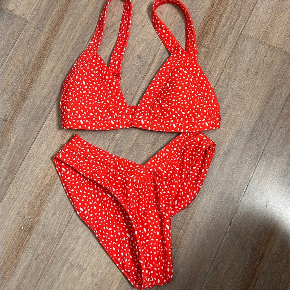 ONEONE KAMERON JESSE BIKINI Red Polka Dot Bikini Set triangle top retro pinup - Picture 10 of 12